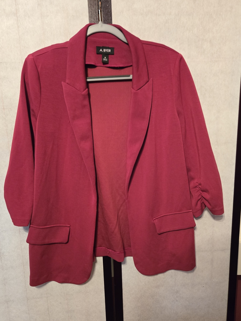 A. Byer Raspberry Open-Front Blazer Jacket